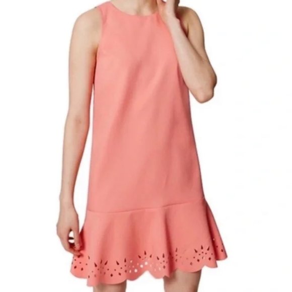 LOFT Dresses & Skirts - LOFT Laser Cut Sleeveless Coral Shift Dress Size 4P